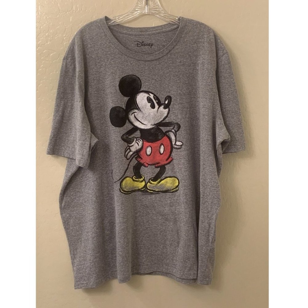 🔵 Disney Gray Sketched Mickey Mouse Short Sleeve Tee 3X